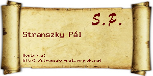 Stranszky Pál névjegykártya