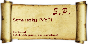 Stranszky Pál névjegykártya